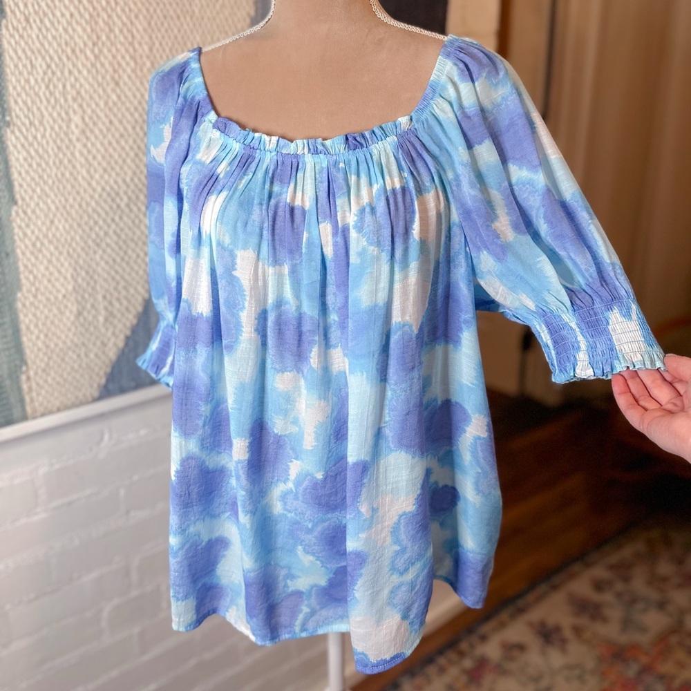Zac & Rachel Woman Blue Tie Dye Flowy Blouse